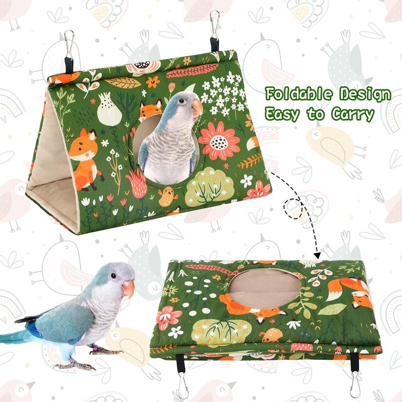 Rypet Winter Warm Bird Nest House - Hanging Hammock Velvet Shed Hut Cage Plush Fluffy Birds Hideaway Sleeping Bed Fuzzy for African Grey Cockatoo and Other Amazon Parrot Large（Green） - Image 4
